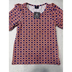 Sailor Sailor Short Sleeve Geometric Blouse Resort Coastal Chic UPF50+ Size Smal